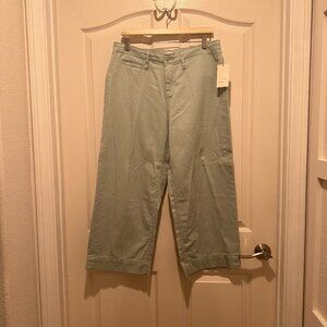NWT A New Day Women's Mint Green Cotton High Rise Wide Leg Cropped Pants Size 12